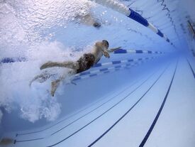 Un nageur remonte à la surface après un plongeon